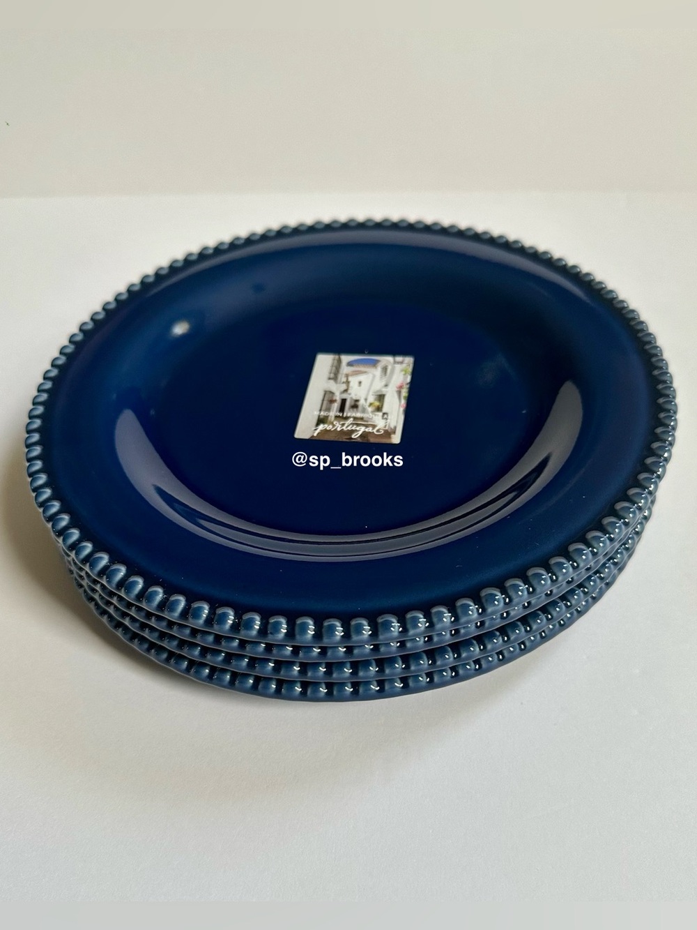 🎁4PC MATCERAMICA Portugal Handcrafted Ceramic Salad Plates - 9” Blue Plates